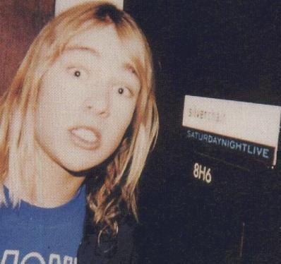 Daniel Johns outside silverchair's Saturday Night Live dressing room 